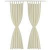 2 pcs Cream Micro-Satin Curtains with Loops 140 x 225 cm