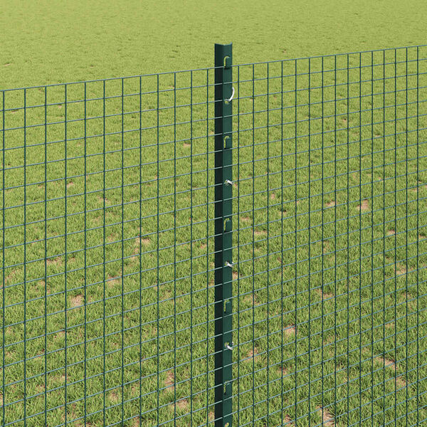 vidaXL Fence with Post Green 1.4 x 50 m Steel and PVC