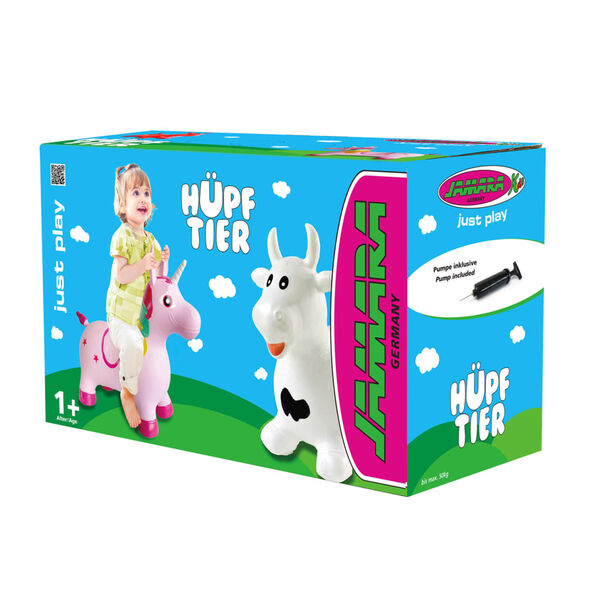 JAMARA Bouncing Animal Bull with Pump White and Black