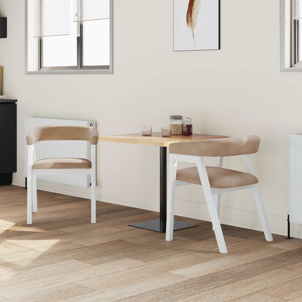 vidaXL Dining Chairs 2 pcs White 54 x 57 x 73 cm Solid Rubber Wood