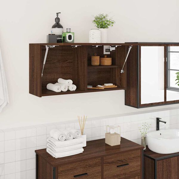 vidaXL Bathroom Wall Cabinet Brown Oak 80x25x40 cm Engineered Wood