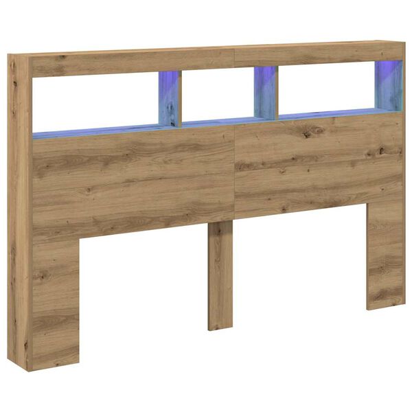 vidaXL Headboard Cabinet with LED Artisan Oak 160x17x102 cm