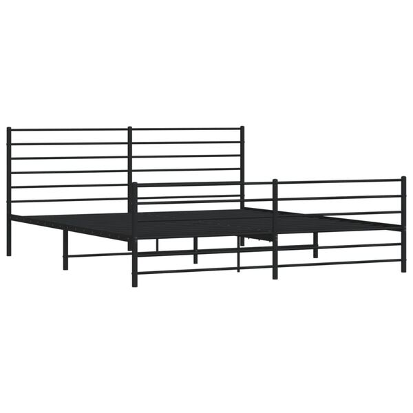 vidaXL Metal Bed Frame without Mattress with Footboard Black 200x200cm