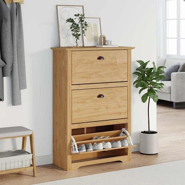 vidaXL Shoe Rack BODO Honey Brown 80 x 35 x 118 cm Engineered Wood