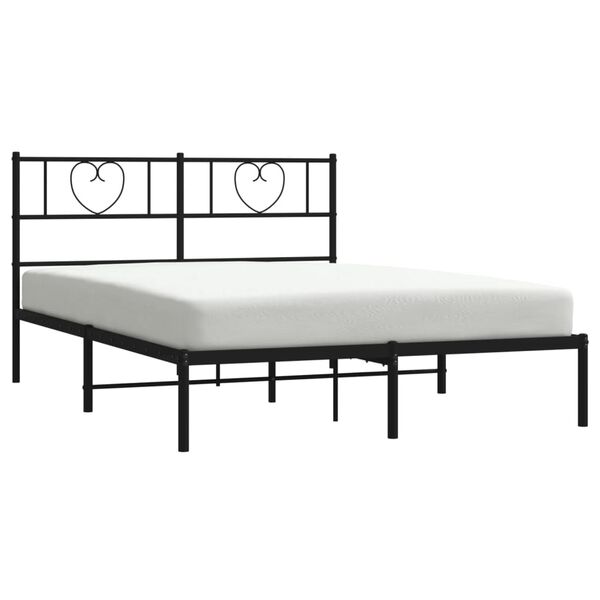 vidaXL Metal Bed Frame without Mattress with Headboard Black 160x200cm
