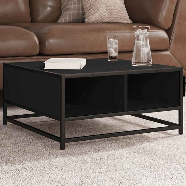 vidaXL Coffee Table Black 60.5x60.5x30 cm Engineered Wood and Metal