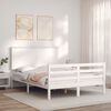vidaXL Bed Frame without Mattress White Double Solid Wood