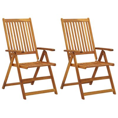vidaXL Garden Reclining Chairs 2 pcs Solid Acacia Wood