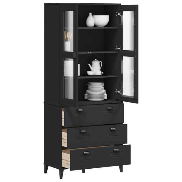 vidaXL Highboard VIKEN Black 80x40x190 cm Solid Wood Pine