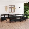 vidaXL 13 Piece Garden Lounge Set Black Solid Wood Pine