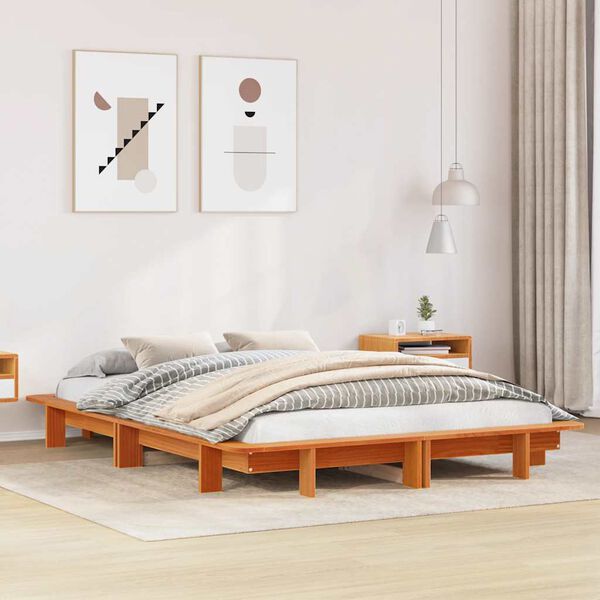 vidaXL Bed Frame without Mattress Wax Brown 120x190 cm Small Double Solid Wood Pine