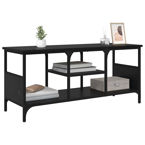 vidaXL TV Cabinet Black Oak 100 x 35 x 45 cm Engineered Wood and Iron