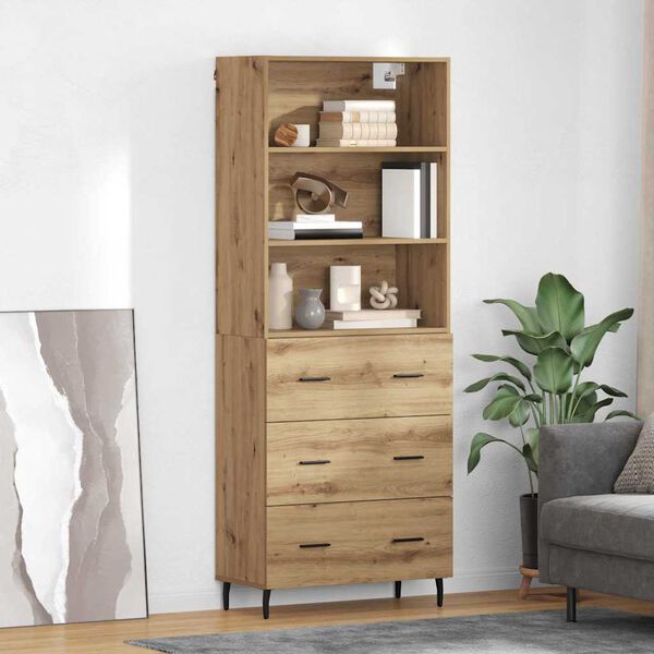vidaXL Highboard with Drawer Artisan Oak 69.5 x 34 x 180 cm