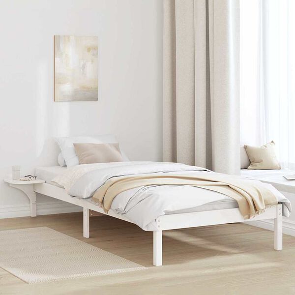 vidaXL Bed Frame White 75 x 190 cm Solid Pine Wood