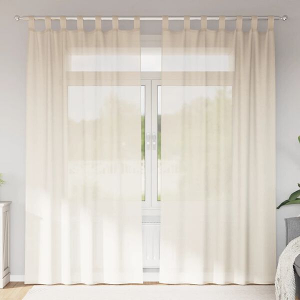 vidaXL Voile Curtains with Tab Top 2 pcs Cream