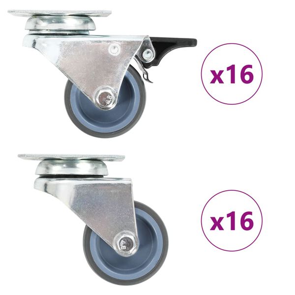 vidaXL 32 pcs Twin-wheel Swivel Casters 50 mm