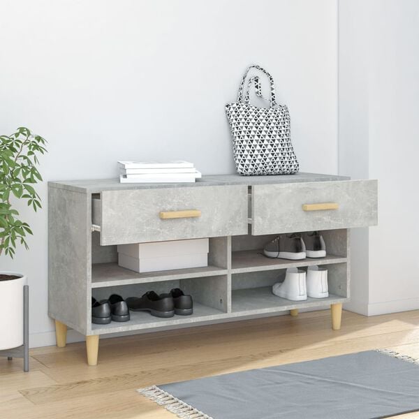 vidaXL Shoe Cabinet Concrete Grey 102x35x55 cm Engineered Wood