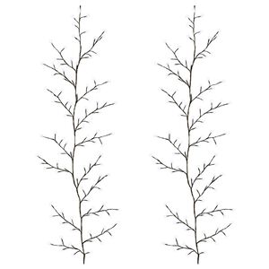vidaXL LED Willow Vine Christmas Decoration 2 pcs Black 180 cm Steel