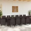 vidaXL Garden Dining Set 15 pcs Brown Polt rattan