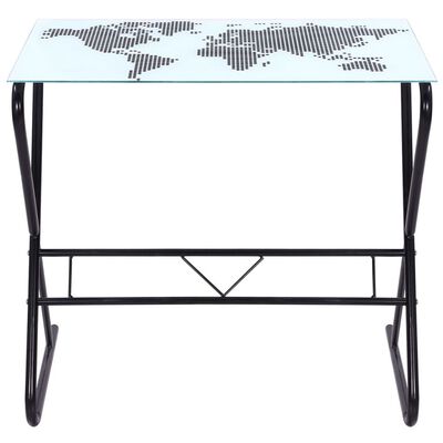 Glass Desk with World Map Pattern