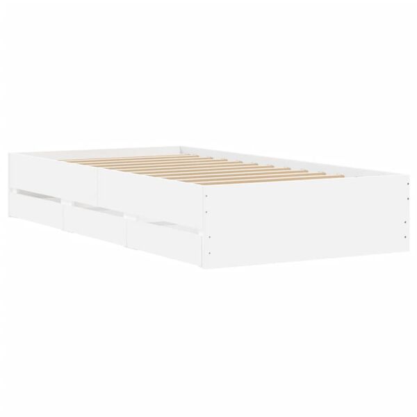 vidaXL Bed Frame with Drawers without Mattress White 90x200 cm