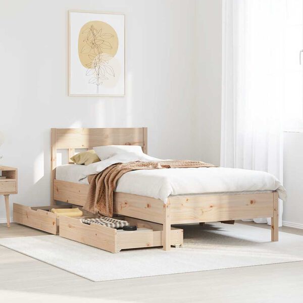 vidaXL Bed Frame without Mattress 100x200 cm Solid Wood Pine