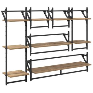 vidaXL Wall Shelf Set Wall-Mounted 6 pcs Artisan Oak 100 x 25 x 30 cm