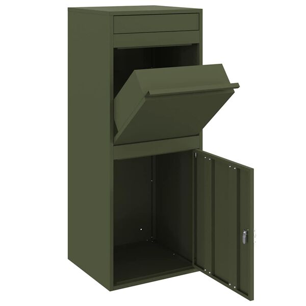 vidaXL Parcel Drop Box with Storage Olive green 41 x 38 x 103 cm Steel