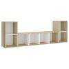 vidaXL 3 Piece TV Cabinet Set White and Sonoma Oak Engineered Wood