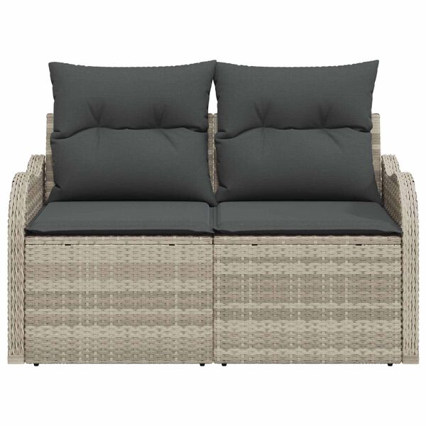 vidaXL Garden Sofa Light Grey 121 x 62 x 69cm Poly Rattan