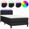 vidaXL Box Spring Bed with Mattress&LED Black 90x190cm Fabric