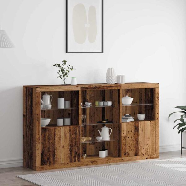 vidaXL LED Sideboard Old Wood 181.5 x 37 x 100 cm Engineered Wood