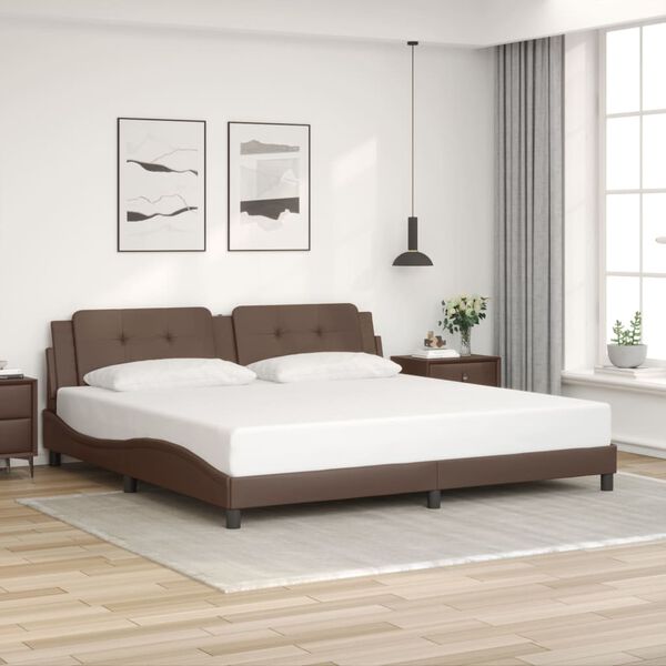 vidaXL Bed Frame with LED without Mattress "Zadar" Brown 200x200 cm