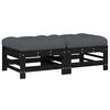 vidaXL Garden Footstools with Cushions 2pcs Black Solid Wood Pine