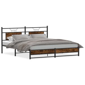 vidaXL Metal Bed Frame without Mattress Smoked Oak 180x200 cm Super King