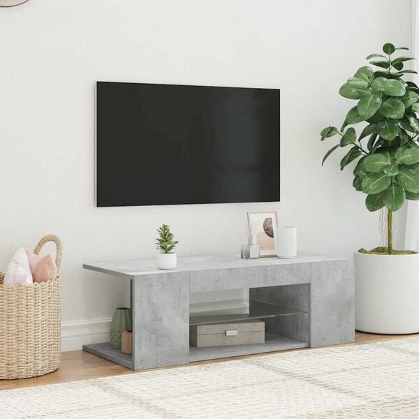 vidaXL TV Cabinet with LED Lights Concrete Grey 90x39x30 cm