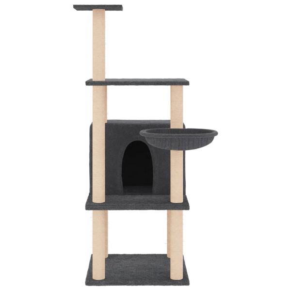 vidaXL Cat Tree with Sisal Scratching Posts Dark Grey 132 cm
