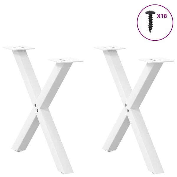 vidaXL Coffee Table Legs X-Shaped 2 pcs White 60x(42-43) cm Steel