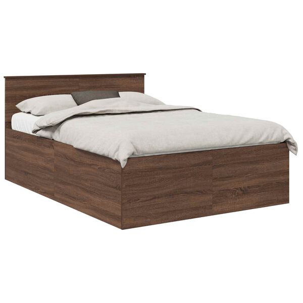 vidaXL Bed Frame with Headboard Brown Oak 150 x 200 cm Engineered Wood