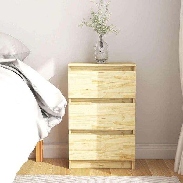vidaXL Bedside Cabinet 40x29.5x64 cm Solid Pine Wood
