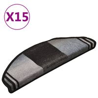 vidaXL Self-adhesive Stair Mats 15 pcs Black and Grey 65x21x4 cm