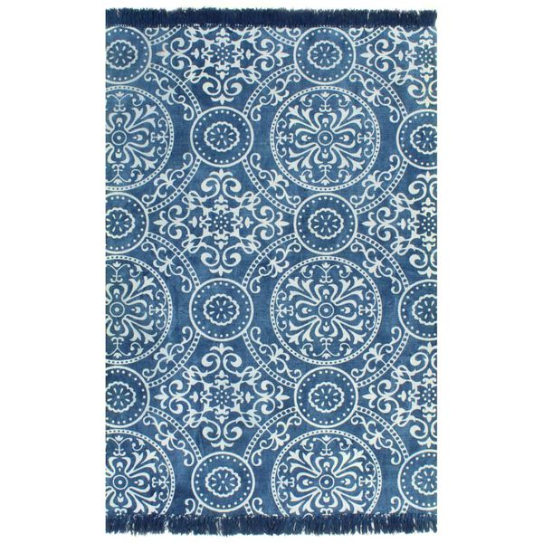 vidaXL Kilim Rug Cotton 160x230 cm with Pattern Blue