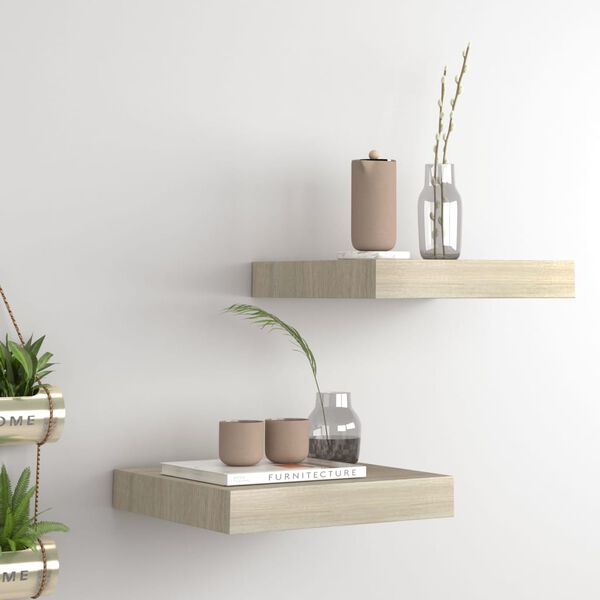 vidaXL Floating Wall Shelves 2 pcs Oak 23x23.5x3.8 cm MDF