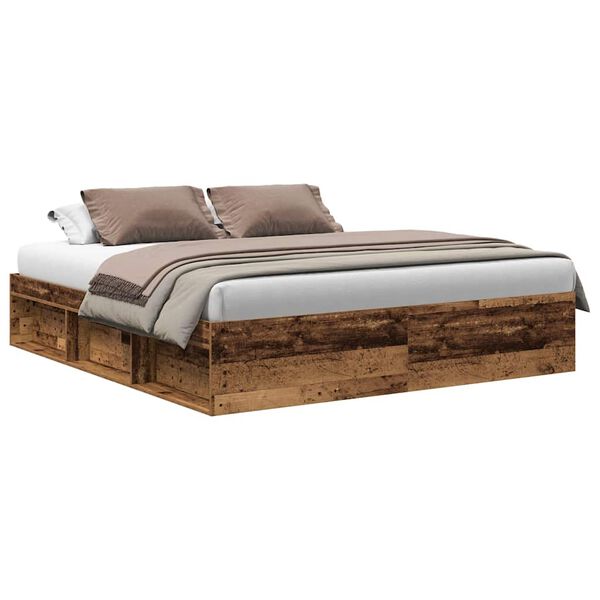 vidaXL Bed Frame without Mattress Old Wood 200x200cm Engineered Wood