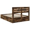 vidaXL Bed Frame with Drawer Smoked Oak 140 x 190 cm Engineer Wood