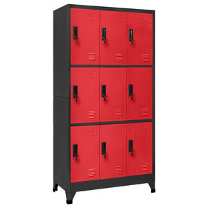 vidaXL Locker Cabinet | Anthracite and Red | Steel | Large | Locker Cabinet