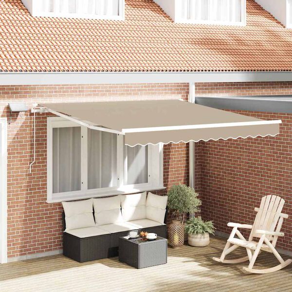 vidaXL Retractable Awning Manual Beige 350 x 250 cm Fabric and Steel