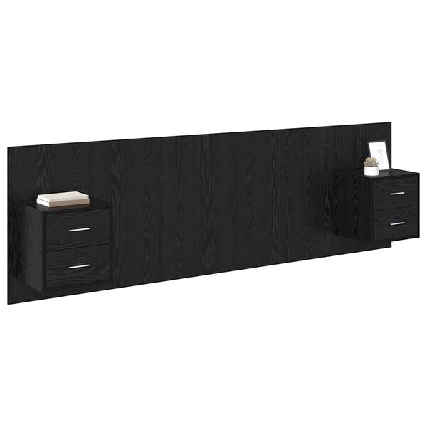 vidaXL Headboard with Cabinet 3 pcs Black Oak Engineered Wood