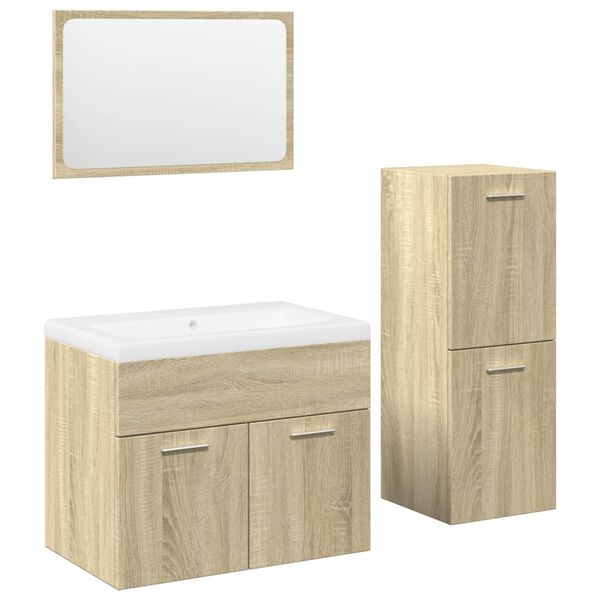 vidaXL 4 Piece Bathroom Furniture Set Sonoma Oak Engineered Wood