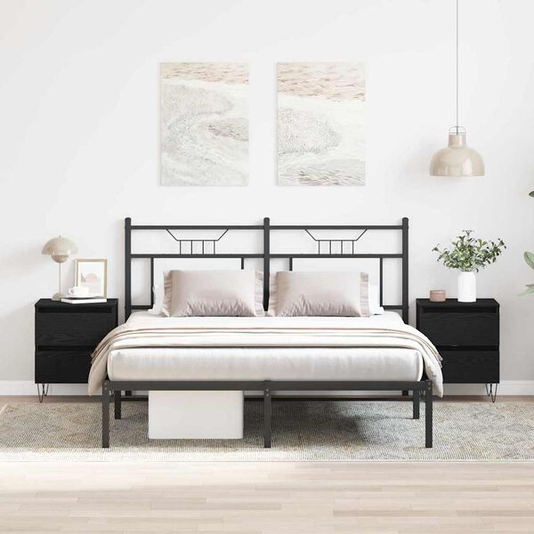 vidaXL Bedside Cabinet 2 pcs Black oak 40 x 35 x 50 cm Engineered wood